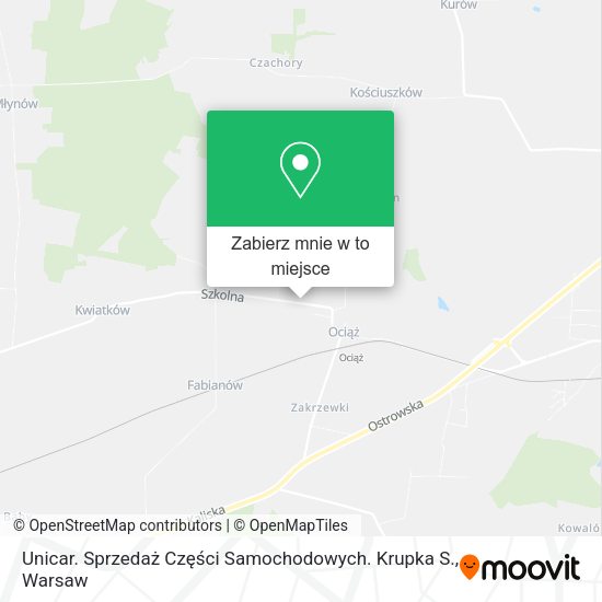 Mapa Unicar. Sprzedaż Części Samochodowych. Krupka S.