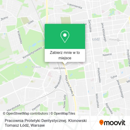 Mapa Pracownia Protetyki Dentystycznej. Klonowski Tomasz Łódź