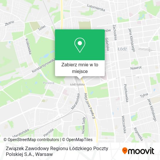 Mapa Związek Zawodowy Regionu Łódzkiego Poczty Polskiej S.A.