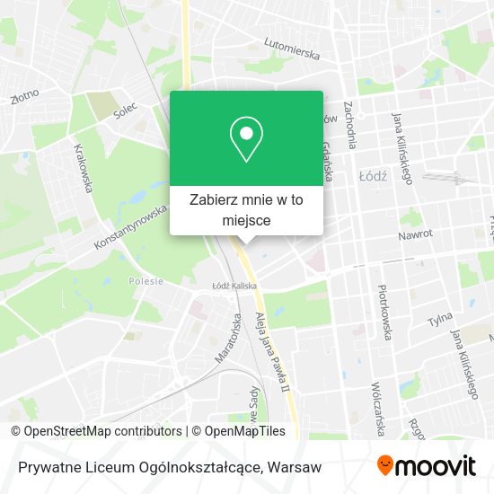 Mapa Prywatne Liceum Ogólnokształcące