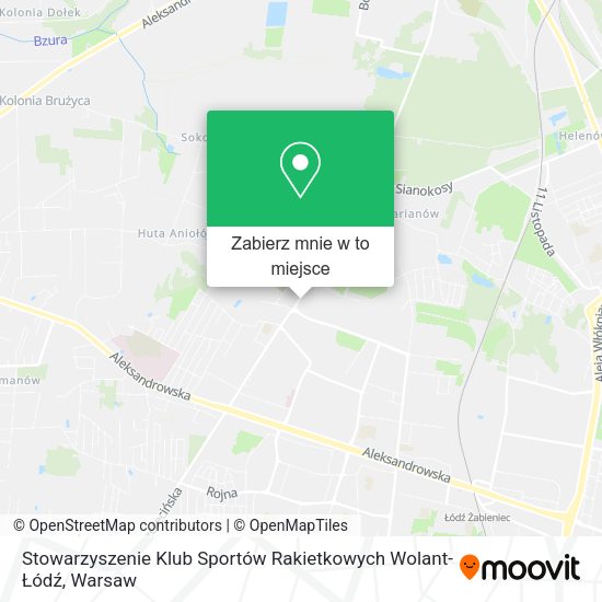 Mapa Stowarzyszenie Klub Sportów Rakietkowych Wolant-Łódź