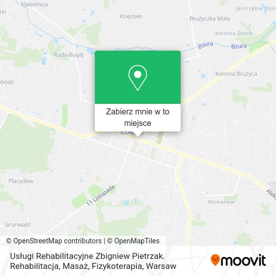 Mapa Usługi Rehabilitacyjne Zbigniew Pietrzak. Rehabilitacja, Masaż, Fizykoterapia