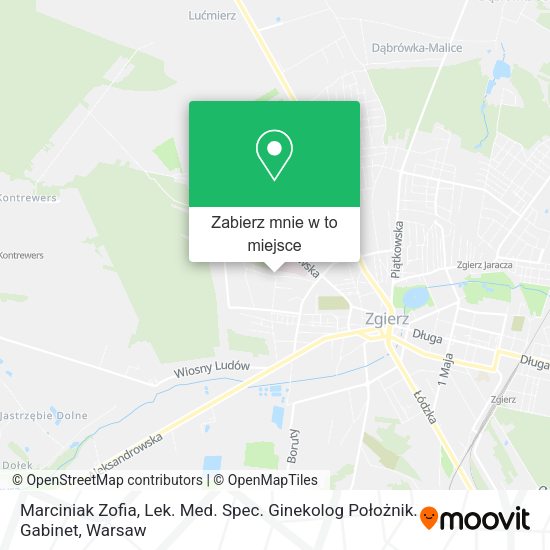 Mapa Marciniak Zofia, Lek. Med. Spec. Ginekolog Położnik. Gabinet