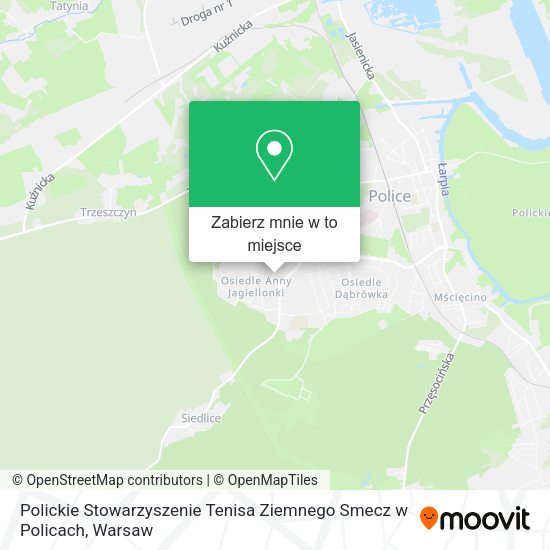 Mapa Polickie Stowarzyszenie Tenisa Ziemnego Smecz w Policach