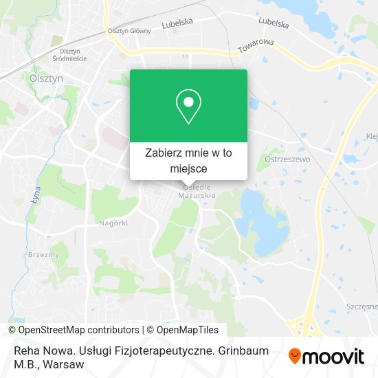 Mapa Reha Nowa. Usługi Fizjoterapeutyczne. Grinbaum M.B.