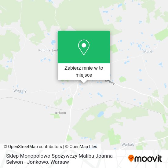 Mapa Sklep Monopolowo Spożywczy Malibu Joanna Selwon - Jonkowo