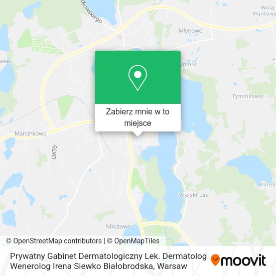 Mapa Prywatny Gabinet Dermatologiczny Lek. Dermatolog Wenerolog Irena Siewko Białobrodska