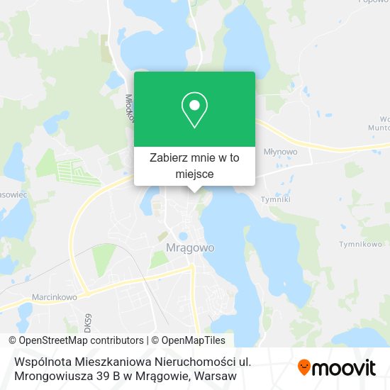 Mapa Wspólnota Mieszkaniowa Nieruchomości ul. Mrongowiusza 39 B w Mrągowie