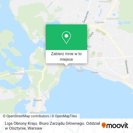 Mapa Liga Obrony Kraju. Biuro Zarządu Głównego. Oddział w Olsztynie