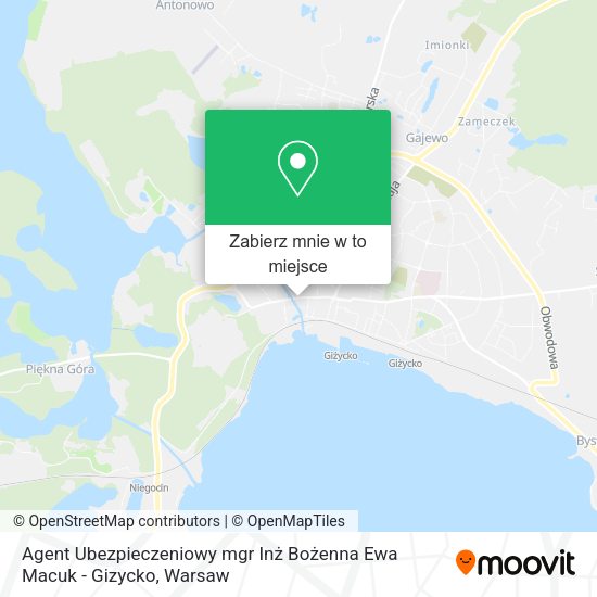 Mapa Agent Ubezpieczeniowy mgr Inż Bożenna Ewa Macuk - Gizycko