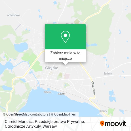 Mapa Chmiel Mariusz. Przedsiębiorstwo Prywatne. Ogrodnicze Artykuły