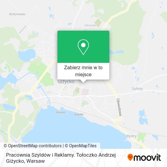 Mapa Pracownia Szyldów i Reklamy. Tołoczko Andrzej Giżycko