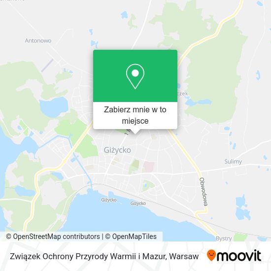 Mapa Związek Ochrony Przyrody Warmii i Mazur