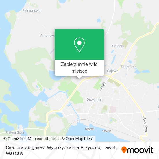 Mapa Cieciura Zbigniew. Wypożyczalnia Przyczep, Lawet