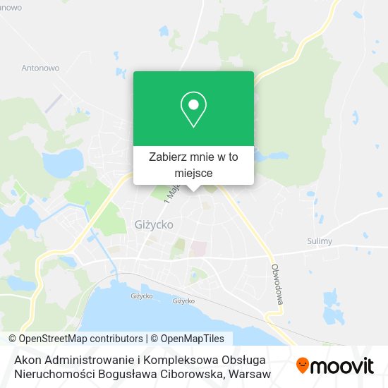 Mapa Akon Administrowanie i Kompleksowa Obsługa Nieruchomości Bogusława Ciborowska