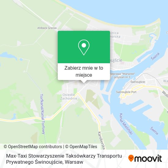 Mapa Max-Taxi Stowarzyszenie Taksówkarzy Transportu Prywatnego Świnoujście