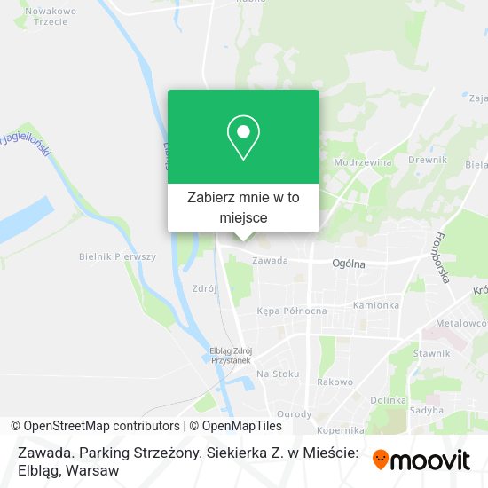 Mapa Zawada. Parking Strzeżony. Siekierka Z. w Mieście: Elbląg