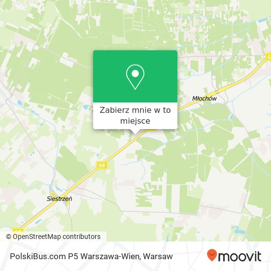 Mapa PolskiBus.com P5 Warszawa-Wien