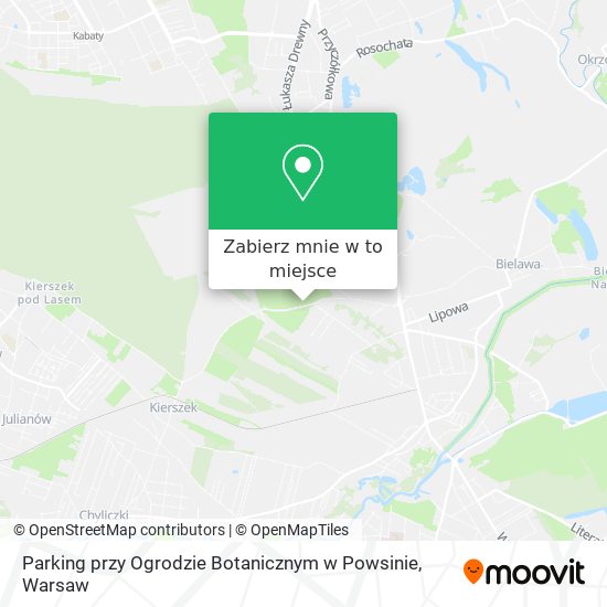 Mapa Parking przy Ogrodzie Botanicznym w Powsinie