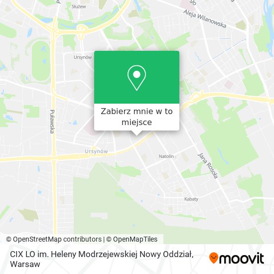 Mapa CIX LO im. Heleny Modrzejewskiej Nowy Oddział