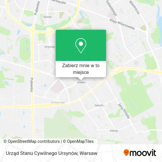 Mapa Urząd Stanu Cywilnego Ursynów