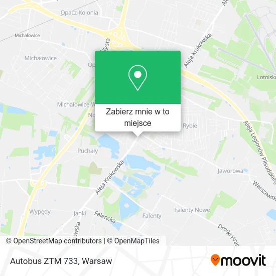 Mapa Autobus ZTM 733