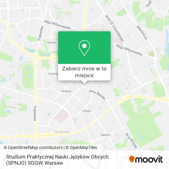 Mapa Studium Praktycznej Nauki Języków Obcych (SPNJO) SGGW