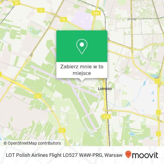 Mapa LOT Polish Airlines Flight  LO527 WAW-PRG