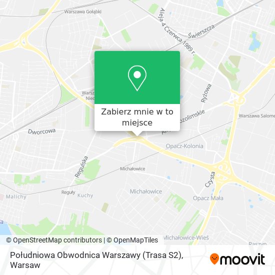 Mapa Południowa Obwodnica Warszawy (Trasa S2)