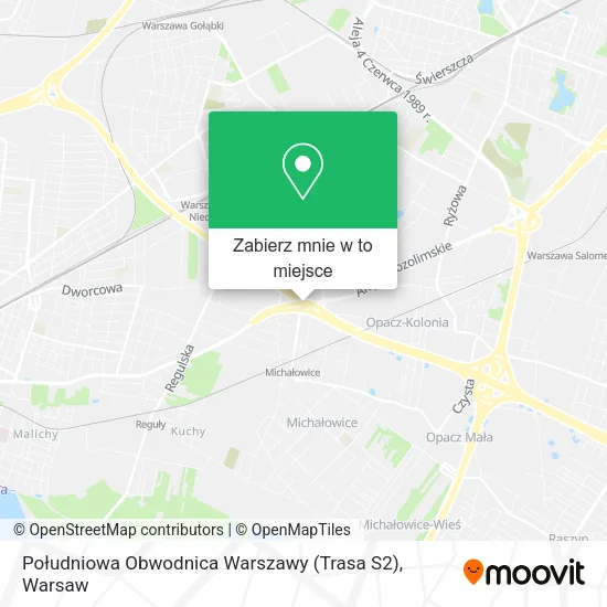 Mapa Południowa Obwodnica Warszawy (Trasa S2)