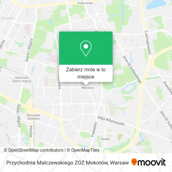 Mapa Przychodnia Malczewskiego ZOZ Mokotów