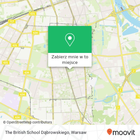 Mapa The British School Dąbrowskiego