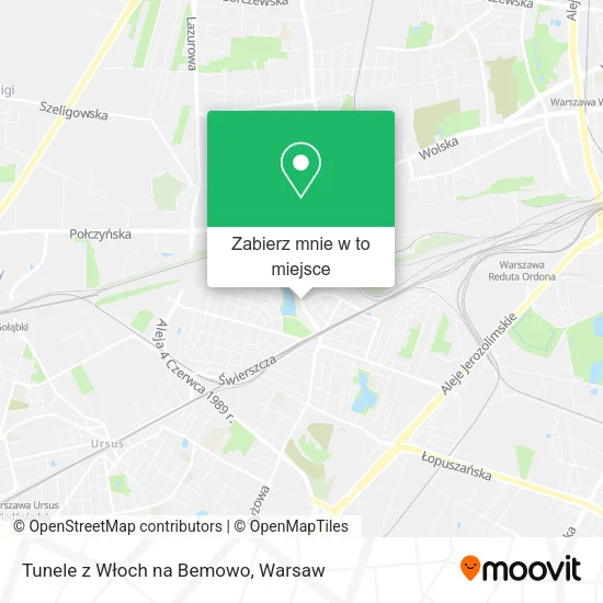 Mapa Tunele z Włoch na Bemowo