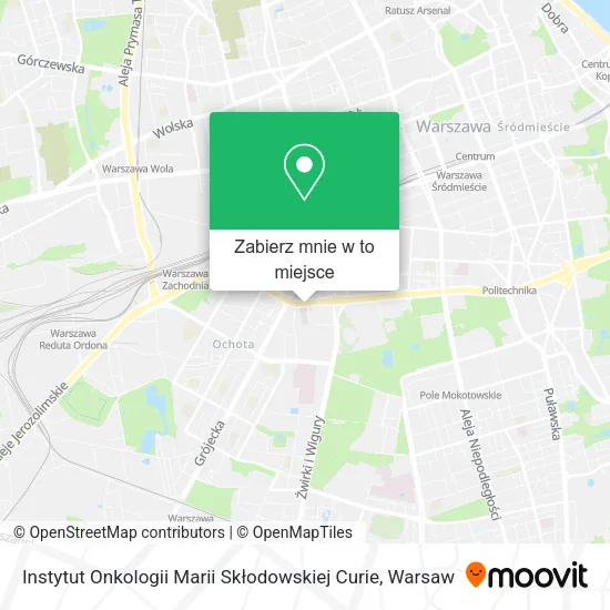 Mapa Instytut Onkologii Marii Skłodowskiej Curie