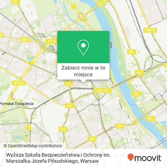 Mapa Wyższa Szkoła Bezpieczeństwa i Ochrony im. Marszałka Józefa Piłsudskiego