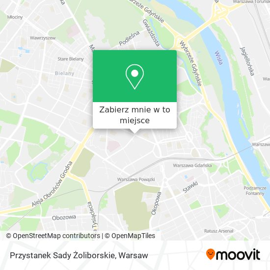 Mapa Przystanek Sady Żoliborskie