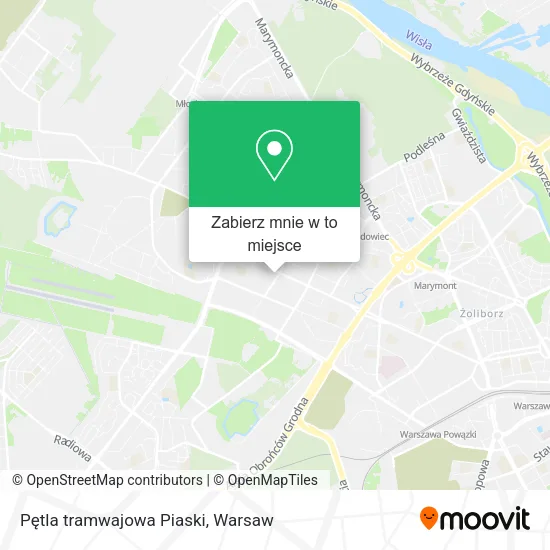 Mapa Pętla tramwajowa Piaski