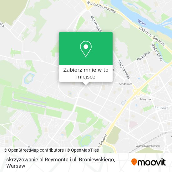 Mapa skrzyżowanie al.Reymonta i ul. Broniewskiego