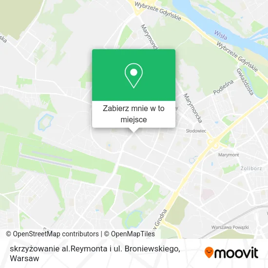 Mapa skrzyżowanie al.Reymonta i ul. Broniewskiego
