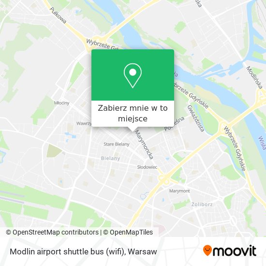 Mapa Modlin airport shuttle bus (wifi)