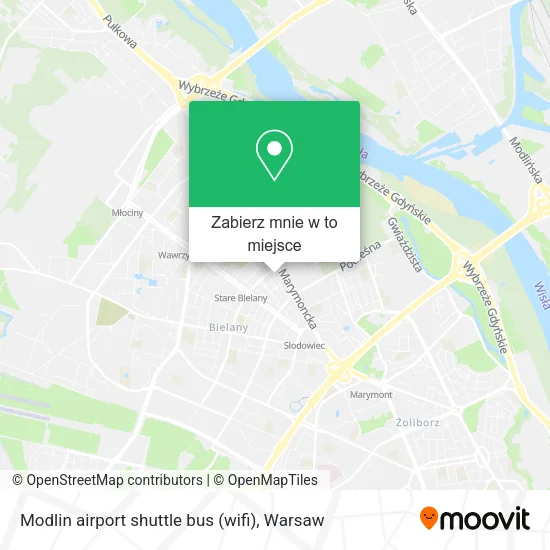 Mapa Modlin airport shuttle bus (wifi)