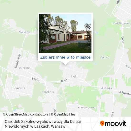 Mapa Ośrodek Szkolno-wychowawczy dla Dzieci Niewidomych w Laskach