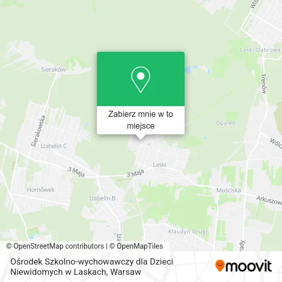 Mapa Ośrodek Szkolno-wychowawczy dla Dzieci Niewidomych w Laskach