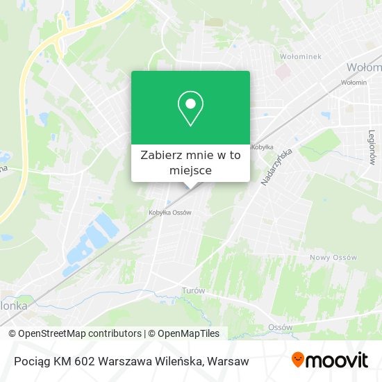 Mapa Pociąg KM 602 Warszawa Wileńska