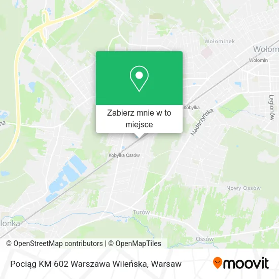Mapa Pociąg KM 602 Warszawa Wileńska