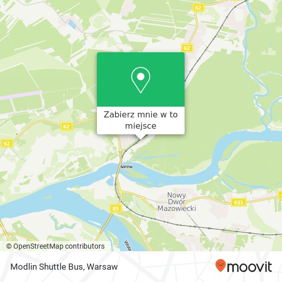 Mapa Modlin Shuttle Bus