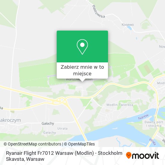 Mapa Ryanair Flight Fr7012 Warsaw (Modlin) - Stockholm Skavsta
