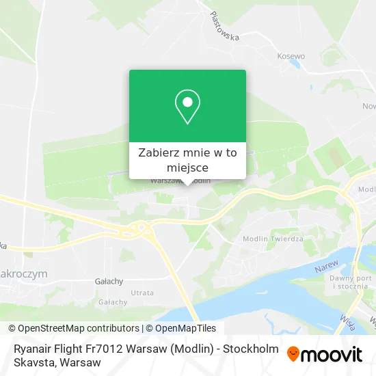 Mapa Ryanair Flight Fr7012 Warsaw (Modlin) - Stockholm Skavsta
