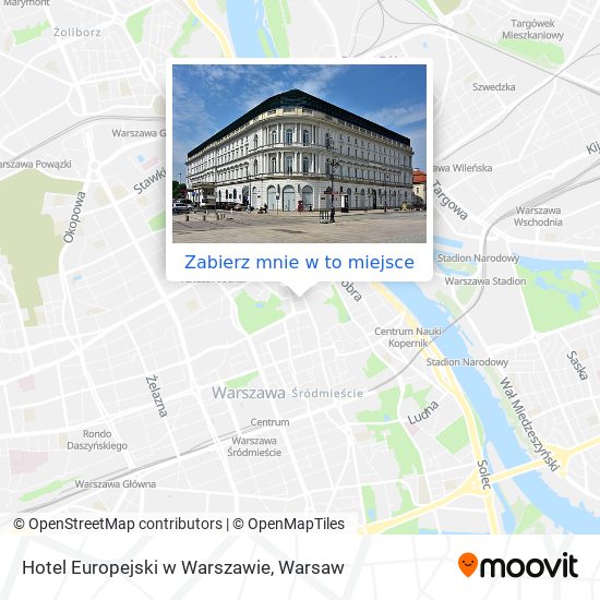 Mapa Hotel Europejski w Warszawie