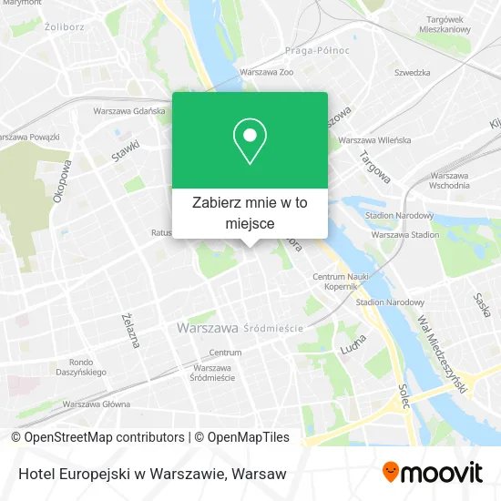 Mapa Hotel Europejski w Warszawie